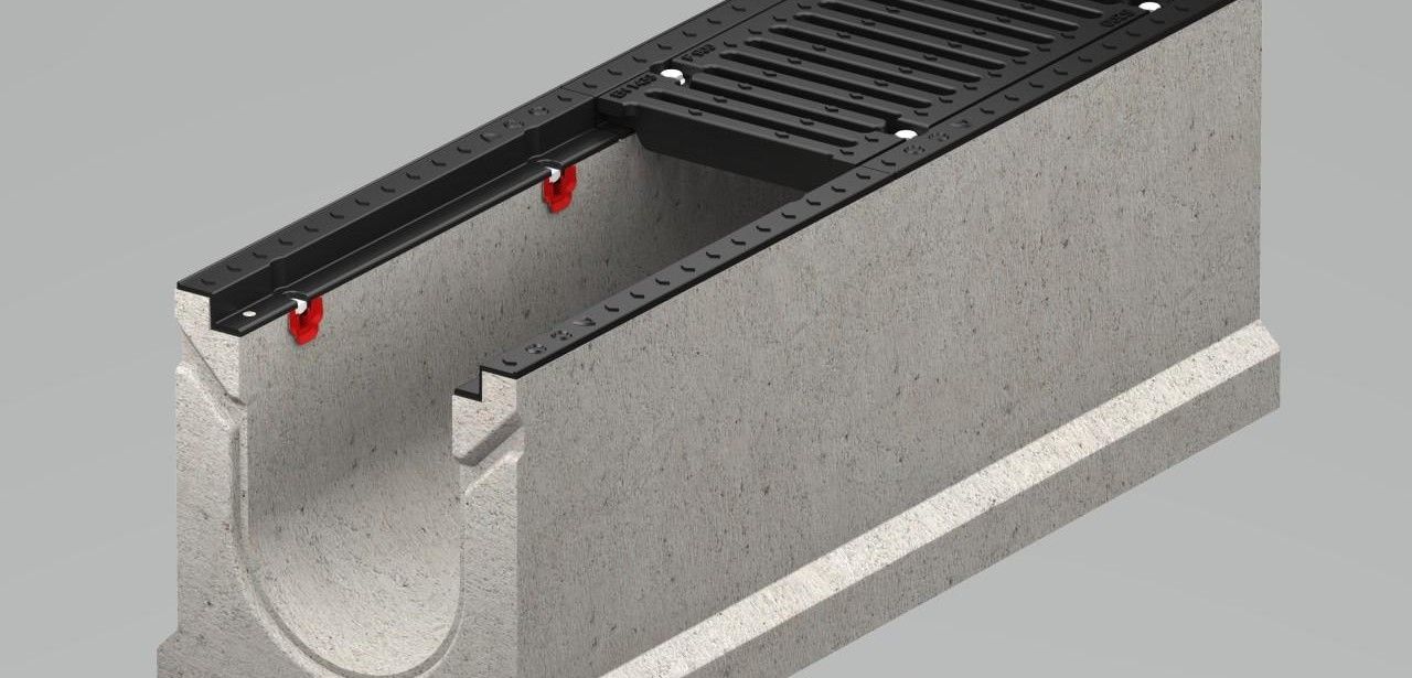 Neue Schwerlastrinne PowerDrain Beton: Robust, frostbeständig, effizient und (Foto: ACO GmbH)